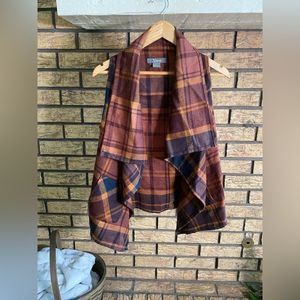 Plaid cardigan vest 